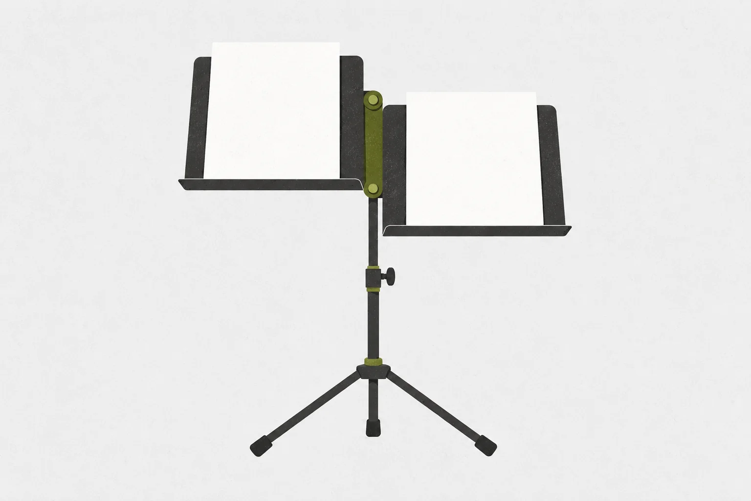 Two aligned blank practice sheets connected by an olive reading guide.